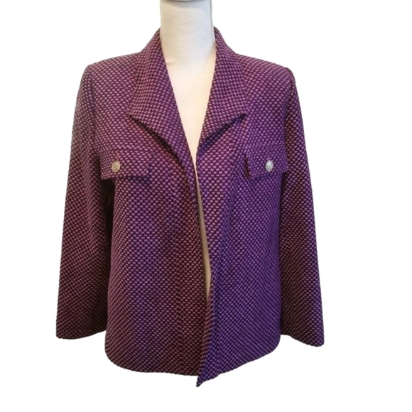 Doncaster Blazer Womens 8 Purple Pink Chenille Tweed Open Jacket - Picture 1 of 12